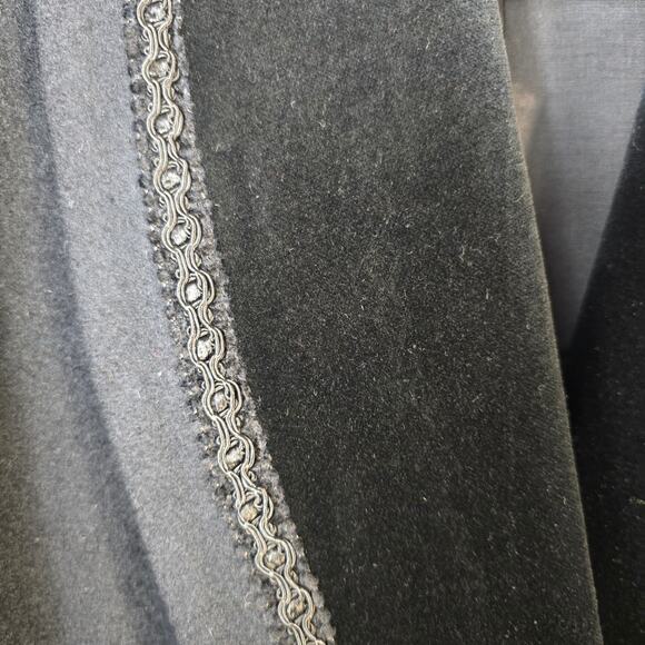 Vintage JOFELD Coat Women's 14 Black Wool Velvet Embellished Collar Long 80s 90s - Picture 4 of 14